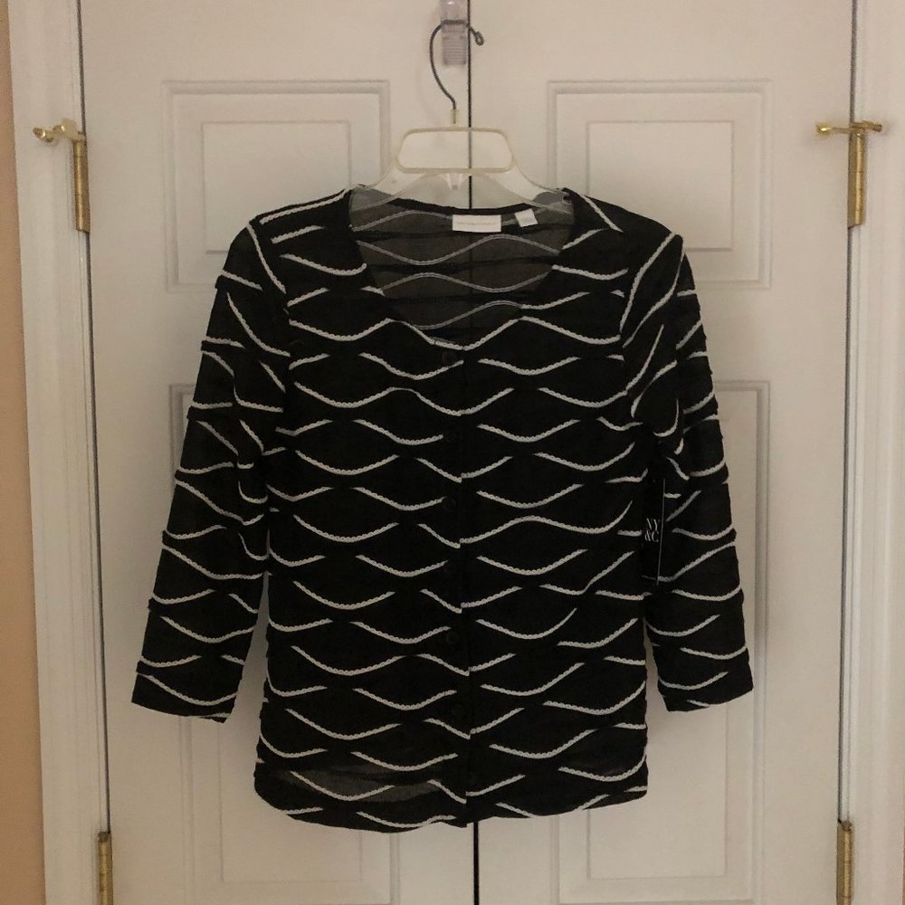 New York & Company Women Black 3/4 Sleeve Top XS NWT